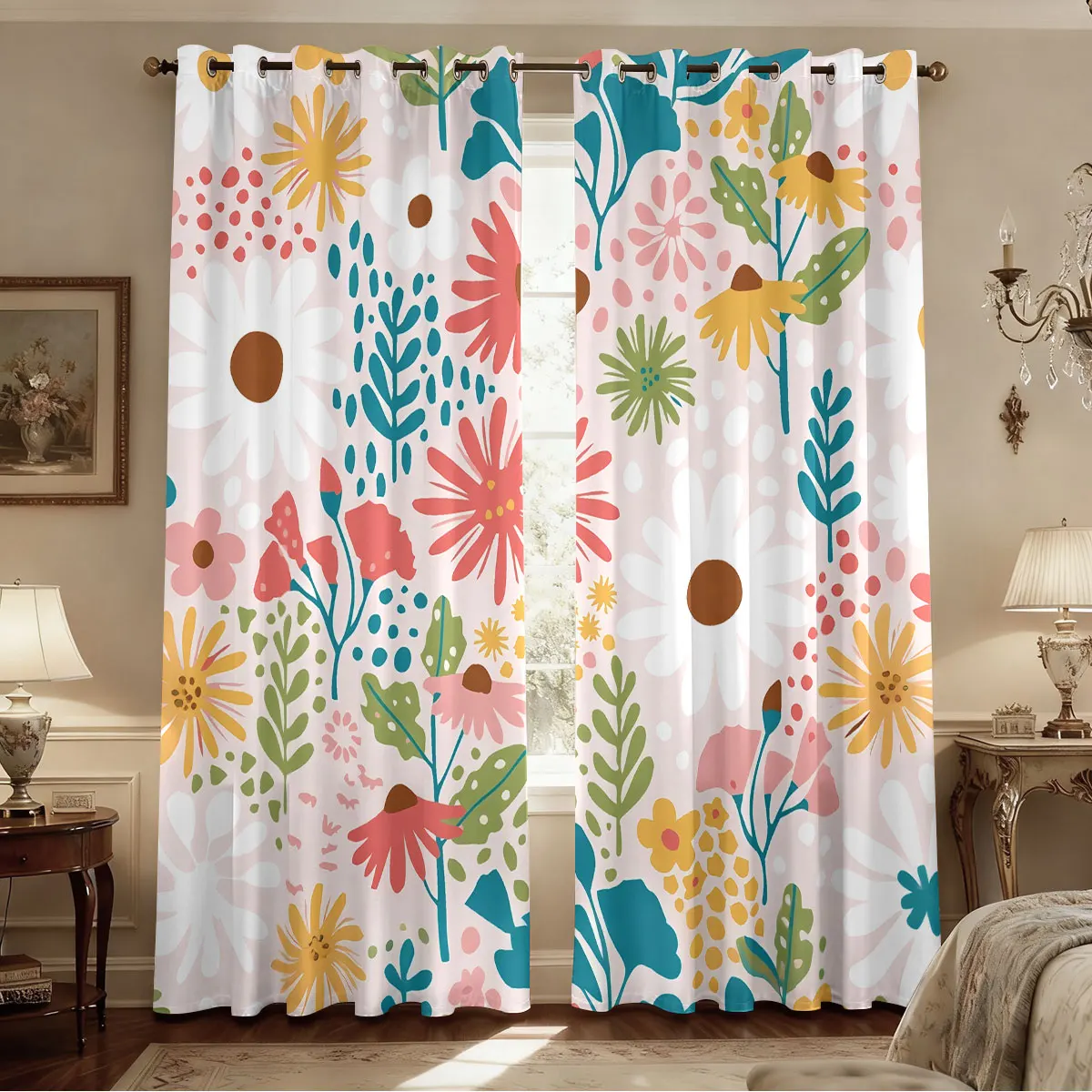 2pcs Spring Floral Print Perforated Blackout Curtains, Multiple Sizes For Living Room And Bedroom Insulation Decoration
2pcs Spring Floral Print Perforated Blackout Curtains, Multiple Sizes For Living Room And Bedroom Insulation Decoration