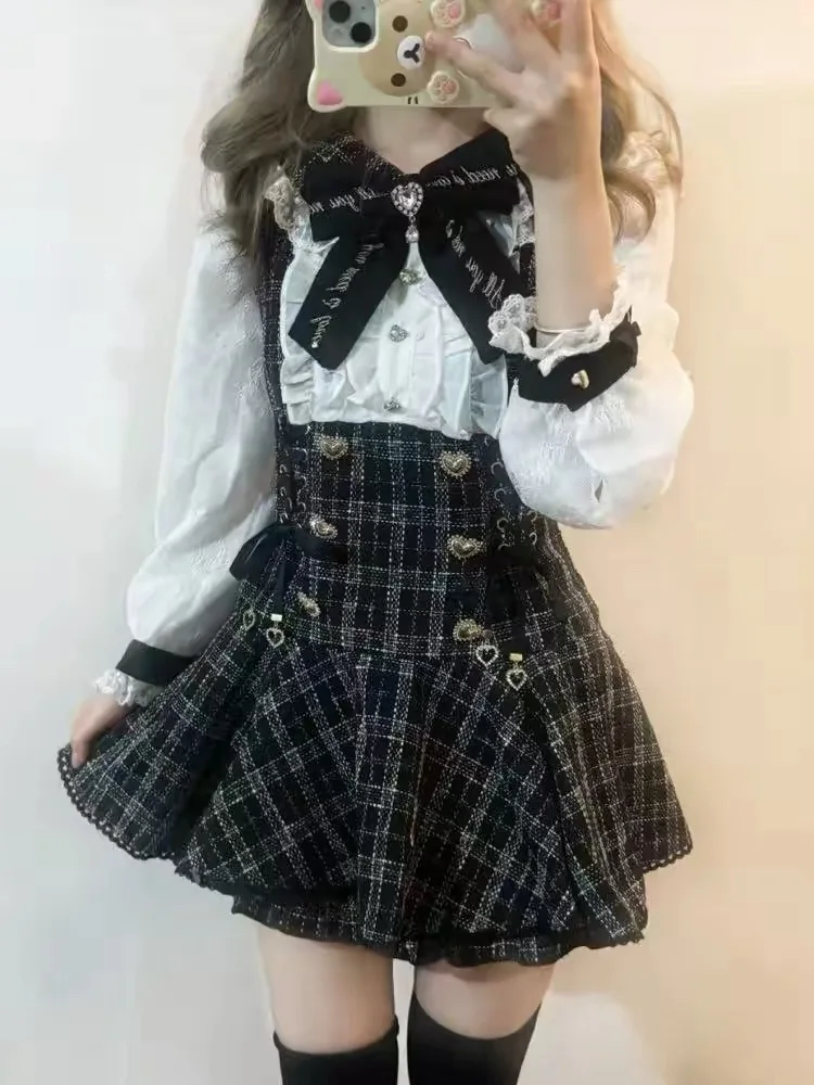 Lolita Clothes Japanese Style Short-Sleeve Shirt Shorts Set Women Sweet Cute Doll Collar Shirt Dress Two-Piece Suit Autumn
Lolita Clothes Japanese Style Short-Sleeve Shirt Shorts Set Women Sweet Cute Doll Collar Shirt Dress Two-Piece Suit Autumn