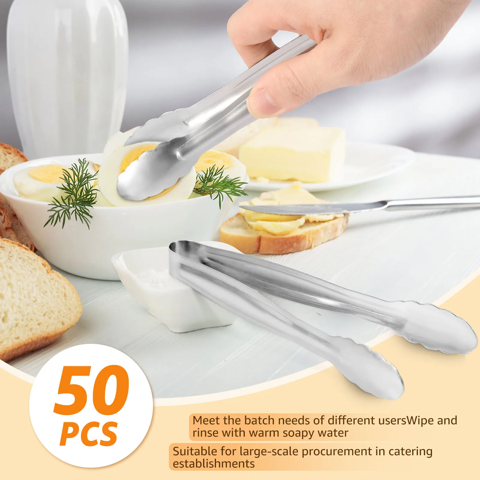 50Pcs Stainless Steel Food Tong Kitchen Utensils Buffet Cooking Tool Anti Heat Bread Clip Pastry Clamp for Desserts Salads BBQ
50Pcs Stainless Steel Food Tong Kitchen Utensils Buffet Cooking Tool Anti Heat Bread Clip Pastry Clamp for Desserts Salads BBQ