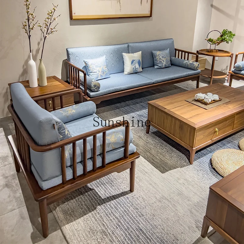 Fabric sofa living room modern simple solid wood new Chinese model room 123 combination
Fabric sofa living room modern simple solid wood new Chinese model room 123 combination
