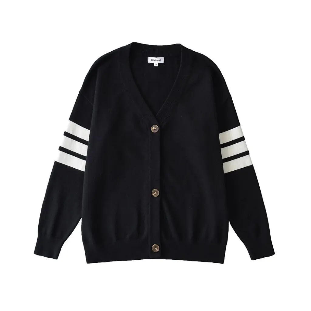 Retro Three-Bar Striped Knitted Cardigan for Women V-Neck Long Sleeve Loose Lazy Style Sweater Autumn Winter Fashion
Retro Three-Bar Striped Knitted Cardigan for Women V-Neck Long Sleeve Loose Lazy Style Sweater Autumn Winter Fashion