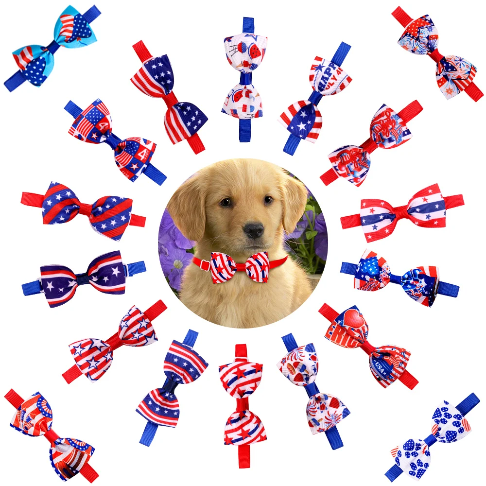 20PCS Independence Day Dog Bowties Flag Print Dog Collars Adjustable Pet Grooming Bow Ties For Dogs Cats Small Puppy Supplies
20PCS Independence Day Dog Bowties Flag Print Dog Collars Adjustable Pet Grooming Bow Ties For Dogs Cats Small Puppy Supplies