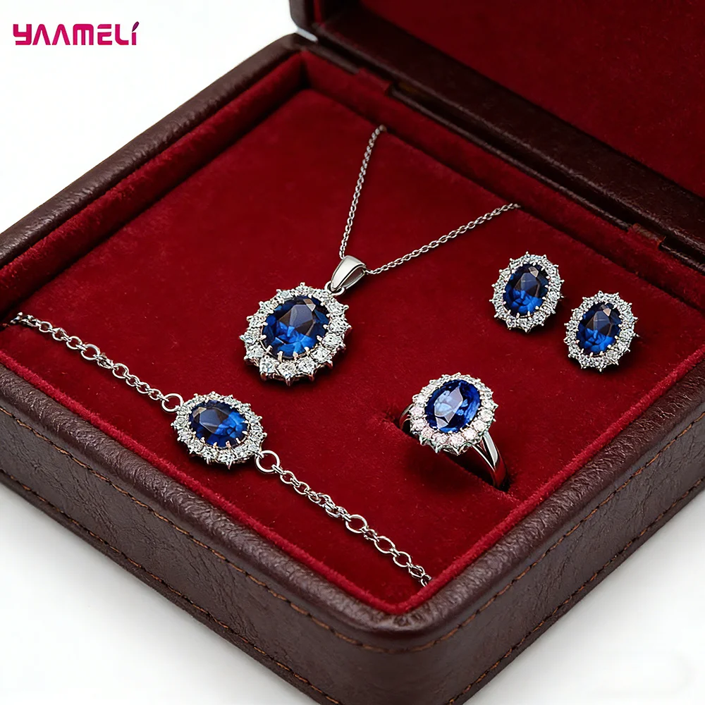 Комплект ювелирных украшений в стиле принцессы Дианы: 4 предмета, серебро 925 пробы, овальный кулон, серьги, кольцо, браслет
Комплект ювелирных украшений в стиле принцессы Дианы: 4 предмета, серебро 925 пробы, овальный кулон, серьги, кольцо, браслет