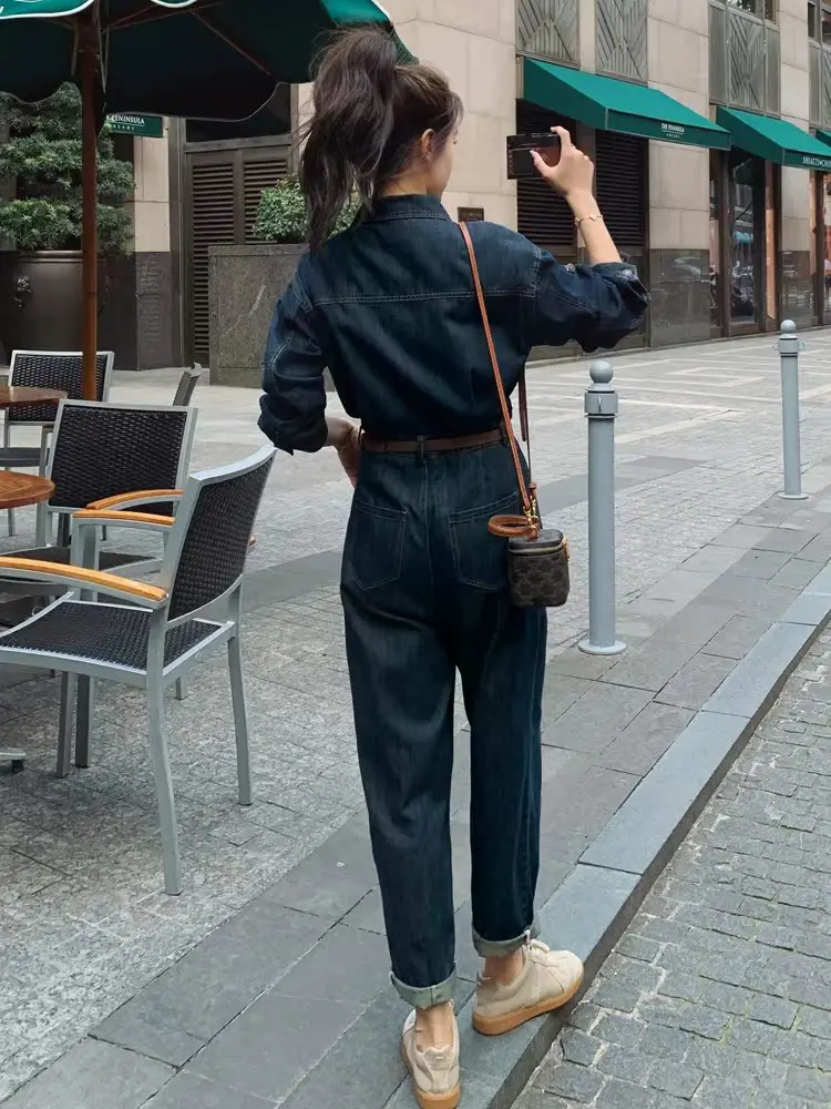 Ретро-комбинезон из денима в гонконгском стиле для женщин, весна-осень, маленький размер, свободный крой, повседневный, с высокой талией, рабочие брюки-комбинезон
Ретро-комбинезон из денима в гонконгском стиле для женщин, весна-осень, маленький размер, свободный крой, повседневный, с высокой талией, рабочие брюки-комбинезон