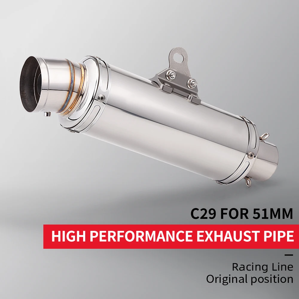 Universal 51mm Motorcycle Exhaust Pipe Muffler with Db Killer For Er6n Z900 Z800 F800gs S1000rr R6 Z400 R3 R25 MT07 c29
Universal 51mm Motorcycle Exhaust Pipe Muffler with Db Killer For Er6n Z900 Z800 F800gs S1000rr R6 Z400 R3 R25 MT07 c29