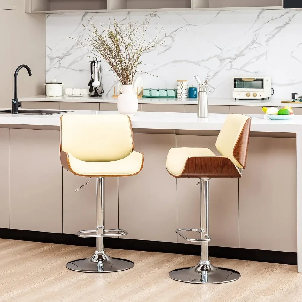 Adjustable Bar Stool Set of 2 Swivel Mid-Century Modern PU Leather Counter Dining Chairs with Back, Suitable for Bar Counter
Adjustable Bar Stool Set of 2 Swivel Mid-Century Modern PU Leather Counter Dining Chairs with Back, Suitable for Bar Counter