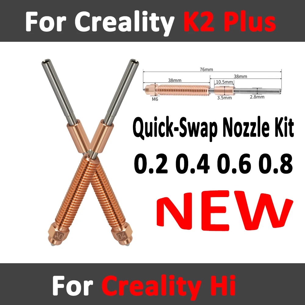 New nozzle For Creality K2 Plus/K2 Hi Quick-Swap Nozzle Kit All-metal Design For Creality K2 Plus 3D Printer Accessories