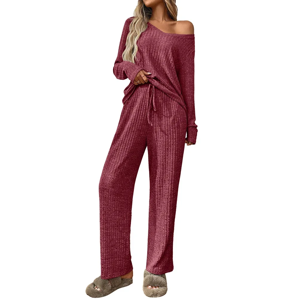 Pajamas Round Neck Long Sleeve Trousers Home Clothing Set Simple and Casual Home Comfort New Style Pit Strip
Pajamas Round Neck Long Sleeve Trousers Home Clothing Set Simple and Casual Home Comfort New Style Pit Strip