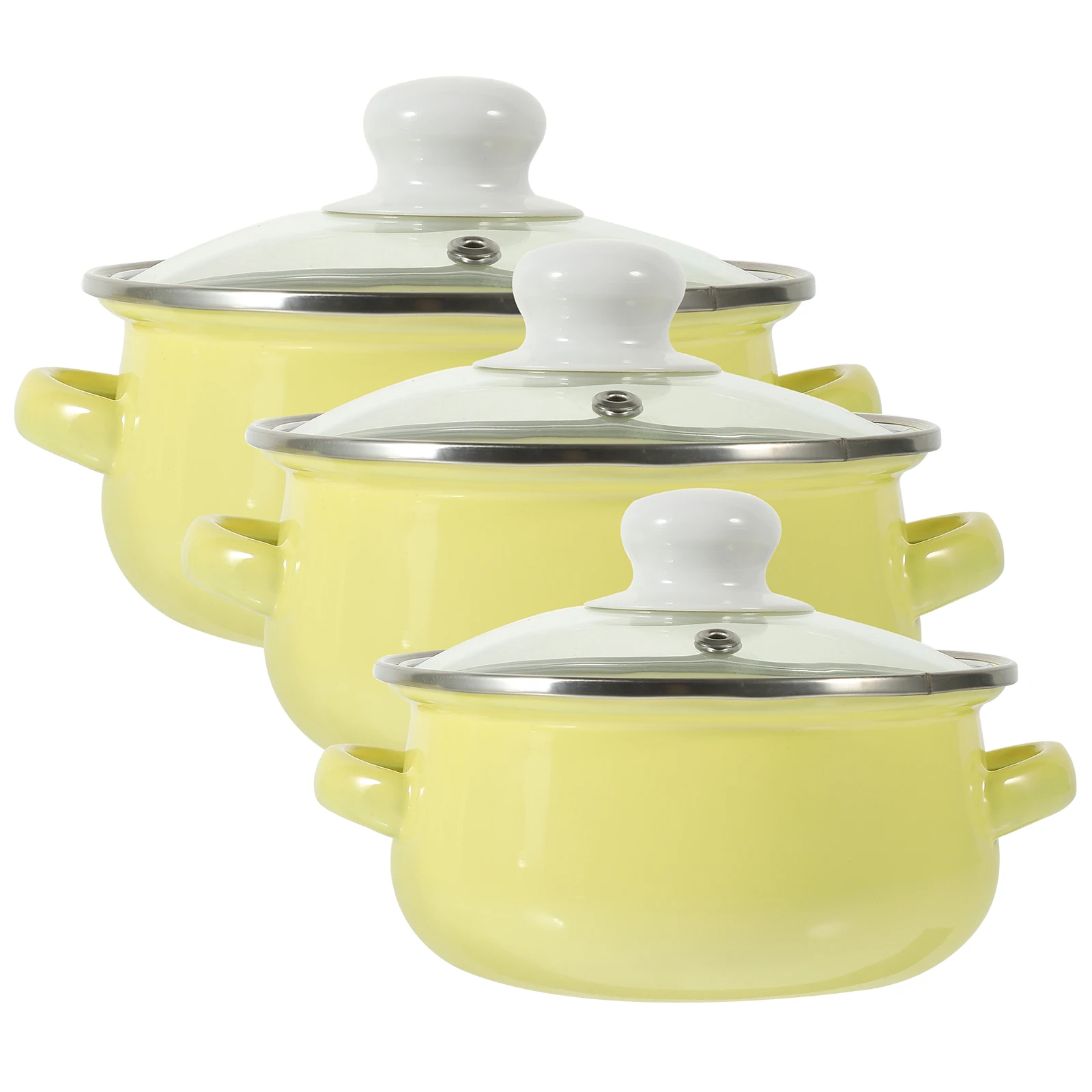 3 Pcs Mini Soup Pot Three-piece Set Stew Ceramic Enamelware Cookware Milk Pots with Lids Yellow Flat Bottom
3 Pcs Mini Soup Pot Three-piece Set Stew Ceramic Enamelware Cookware Milk Pots with Lids Yellow Flat Bottom