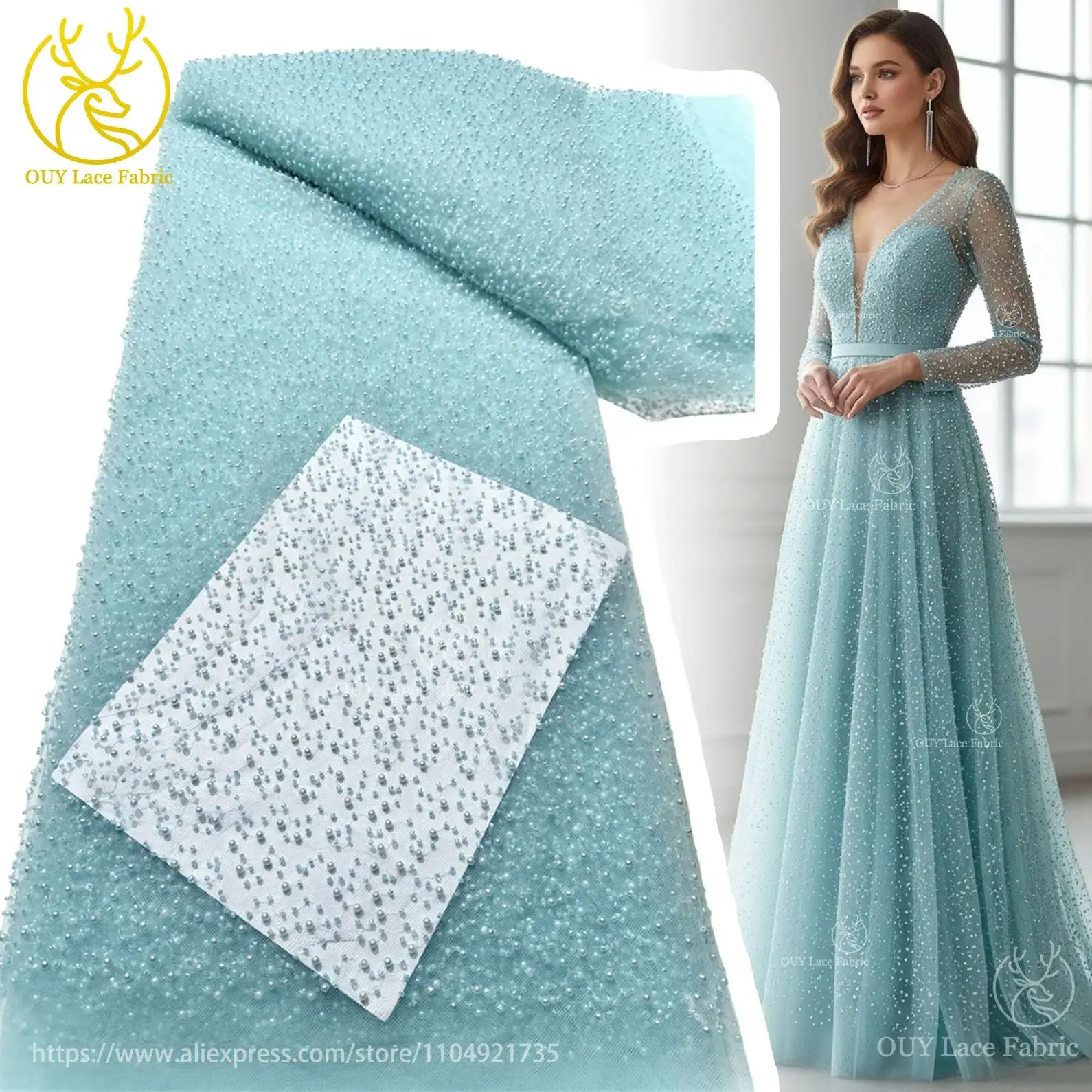 Wholesale Hot Sale Ice Blue African Nigerian Beaded Lace Fabric for Sewing Ladies Party Wedding Wedding Dress Material
Wholesale Hot Sale Ice Blue African Nigerian Beaded Lace Fabric for Sewing Ladies Party Wedding Wedding Dress Material