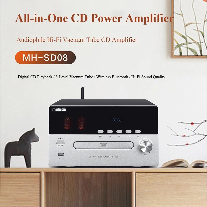 Vacuum Tube Hi-Fi CD Player 50W*2 Power Output Bluetooth 5.2 Home Multifunctional CD Player with Optical and Coaxial Input
Vacuum Tube Hi-Fi CD Player 50W*2 Power Output Bluetooth 5.2 Home Multifunctional CD Player with Optical and Coaxial Input