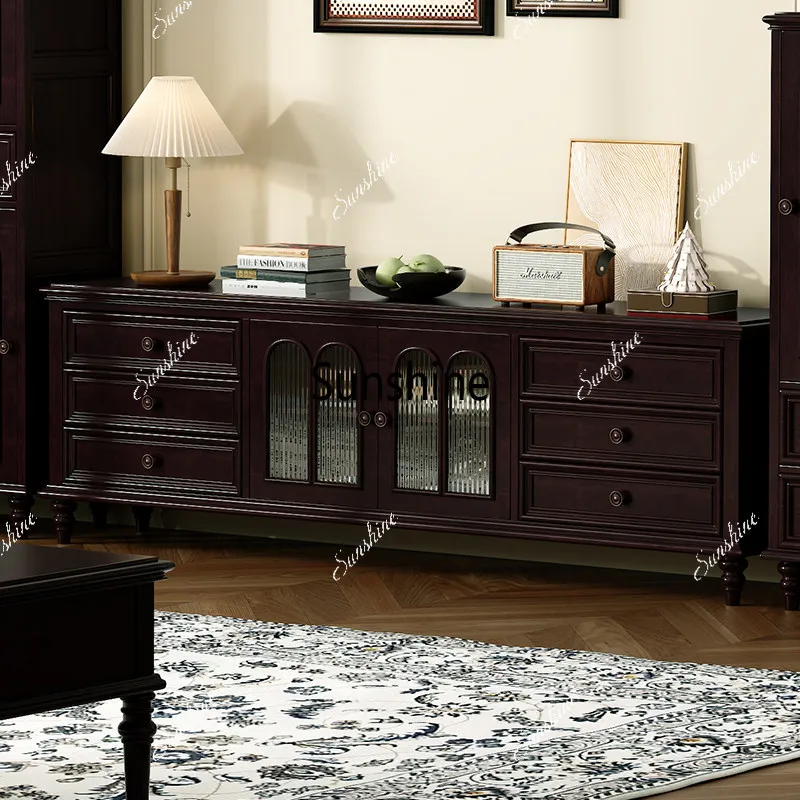 American all-solid wood coffee table TV cabinet combination retro, living room pure solid wood small apartment
American all-solid wood coffee table TV cabinet combination retro, living room pure solid wood small apartment