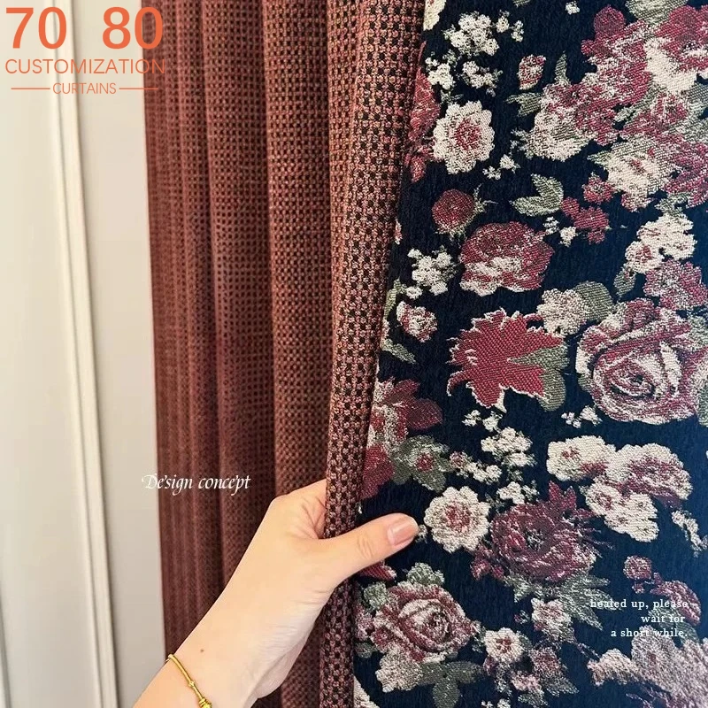 French Retro Black Background Rose Jacquard Chenille Curtains for Bedroom Living Room Bay Windows Customized Partition Curtains
French Retro Black Background Rose Jacquard Chenille Curtains for Bedroom Living Room Bay Windows Customized Partition Curtains