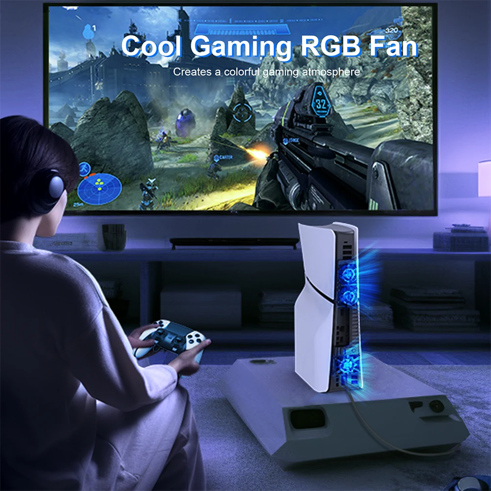 Cooling Fan with RGB LED Light Game Console RGB Cooling Fan Cooling Game Accessories for PS5 Slim Disc/Digital Edition
Cooling Fan with RGB LED Light Game Console RGB Cooling Fan Cooling Game Accessories for PS5 Slim Disc/Digital Edition