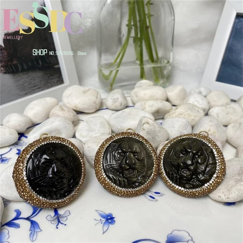 Bulk Natural Obsidian Round Tiger Totem Pendant Making Necklace Accessories Wholesale Men's Punk Jewelry
Bulk Natural Obsidian Round Tiger Totem Pendant Making Necklace Accessories Wholesale Men's Punk Jewelry