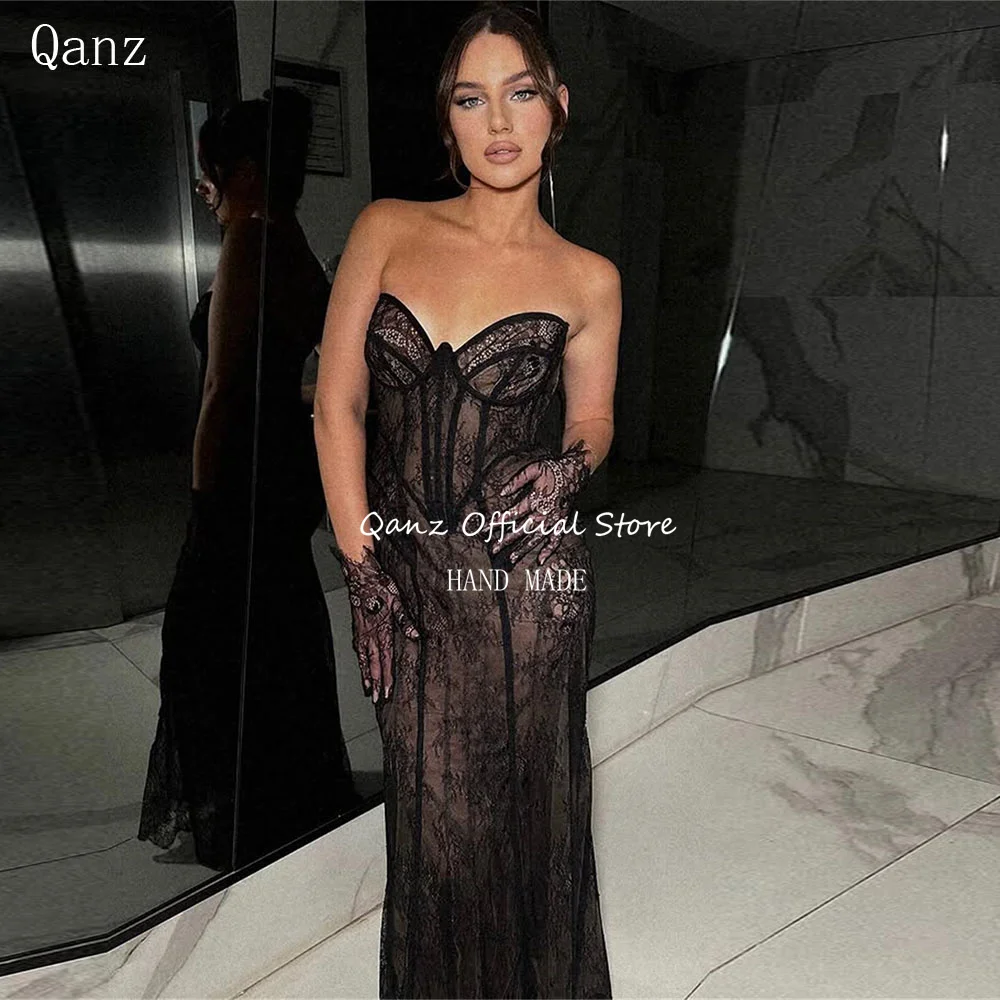 Qanz Sexy Sweetheart Mermaid Prom Dresses Luxury Lace Black Evening Dress Corset Back Dinner Dresses Woman Elegant Customized
Qanz Sexy Sweetheart Mermaid Prom Dresses Luxury Lace Black Evening Dress Corset Back Dinner Dresses Woman Elegant Customized