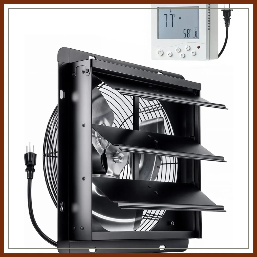 Shutter Exhaust Fan with Wireless Control Panel, 12" Wall Mount Attic Fan with Temperature Controller, 1500 CFM, 8-Speed Adjustable Ventilation for Attic, Garage, Greenhouse, Chicken Coop
Shutter Exhaust Fan with Wireless Control Panel, 12" Wall Mount Attic Fan with Temperature Controller, 1500 CFM, 8-Speed Adjustable Ventilation for Attic, Garage, Greenhouse, Chicken Coop