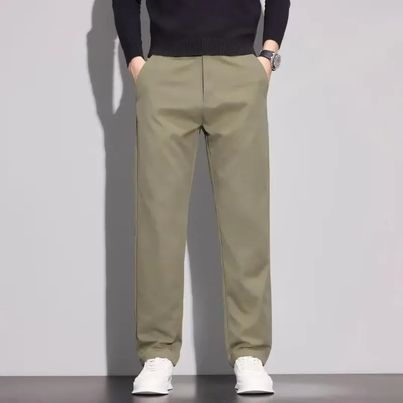 Мужской костюм, брюки, однотонные весенне-осенние модные уличные брюки, свободные прямые брюки с эластичной резинкой на талии, мужские деловые эластичные брюки
Мужской костюм, брюки, однотонные весенне-осенние модные уличные брюки, свободные прямые брюки с эластичной резинкой на талии, мужские деловые эластичные брюки