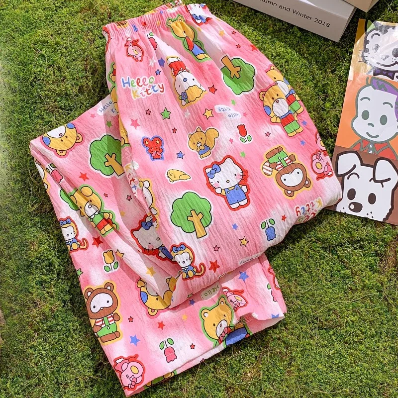 Cute Sleep Bottoms Women Hello Kitty Loose Pajamas Thin Cartoon Kawaii Girls Lounge Home Pants Sweet Students Outwear Pants 2025
Cute Sleep Bottoms Women Hello Kitty Loose Pajamas Thin Cartoon Kawaii Girls Lounge Home Pants Sweet Students Outwear Pants 2025
