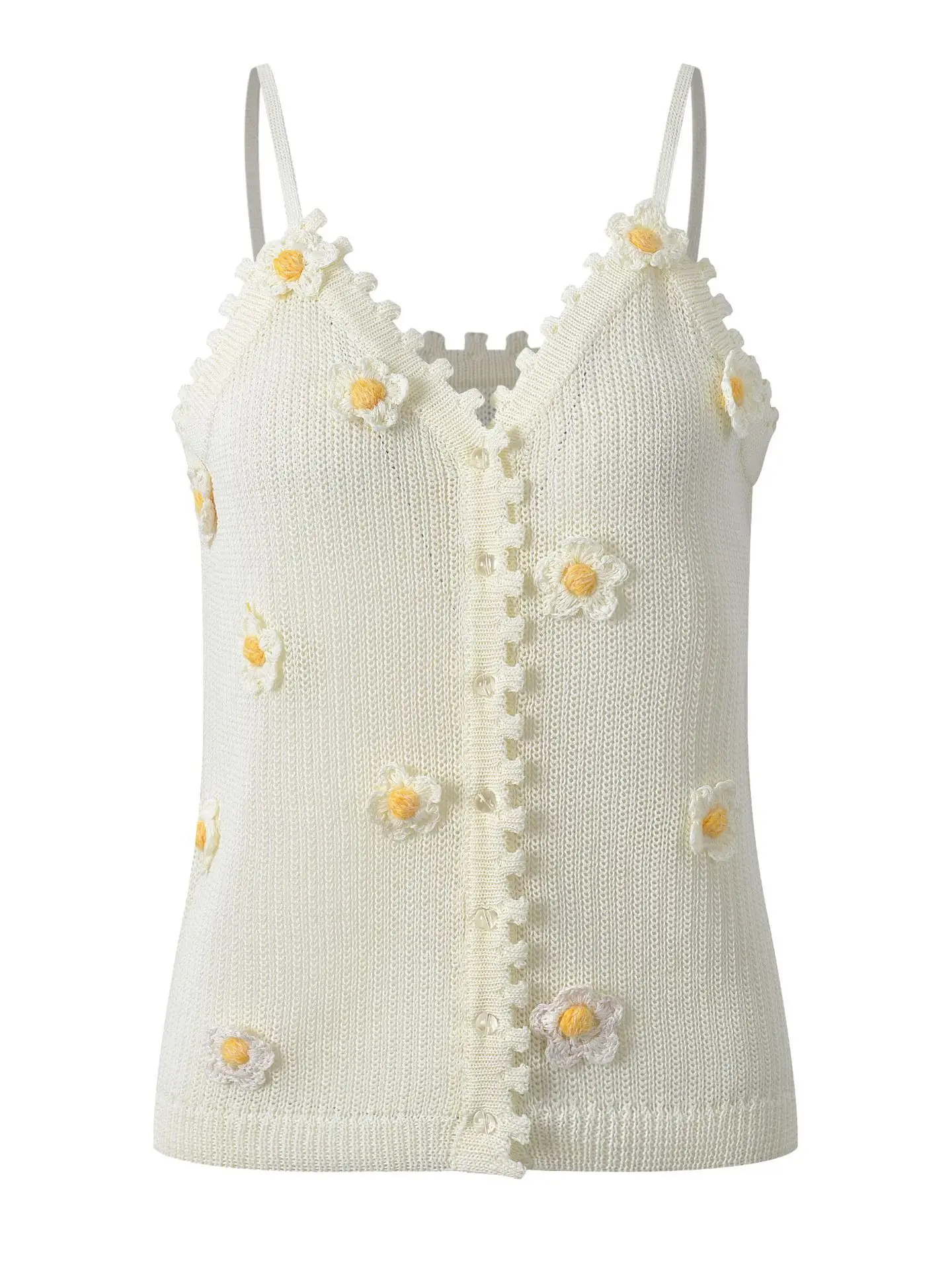 Sweet Handmade Knitted Slim Fit Vest Cardigan Summer 2026 New Style Floral Embroidery Casual Women's Top Outerwear
Sweet Handmade Knitted Slim Fit Vest Cardigan Summer 2026 New Style Floral Embroidery Casual Women's Top Outerwear
