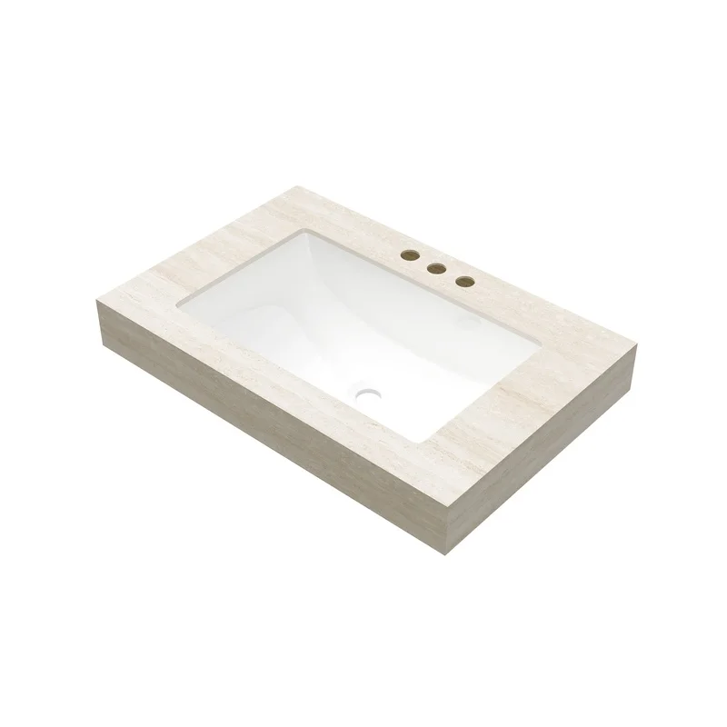 30" Roma Travertine-Style Sintered Stone Countertop with Undermount Ceramic Sink, 3 Faucet Holes, No Cabinet, No Faucet, No Cover
30" Roma Travertine-Style Sintered Stone Countertop with Undermount Ceramic Sink, 3 Faucet Holes, No Cabinet, No Faucet, No Cover