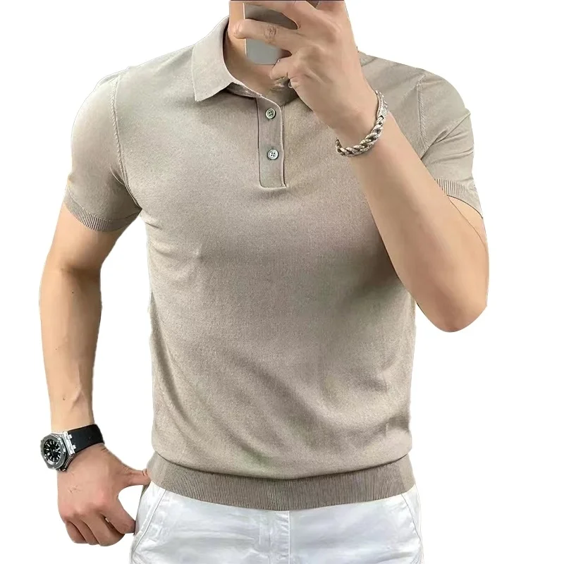 2024 Summer Men's Thin T-Shirt Knitwear Stretch Breathable Solid Color Polo Shirt Men's Short-sleeved Half-sleeved Lassel T-shir
2024 Summer Men's Thin T-Shirt Knitwear Stretch Breathable Solid Color Polo Shirt Men's Short-sleeved Half-sleeved Lassel T-shir