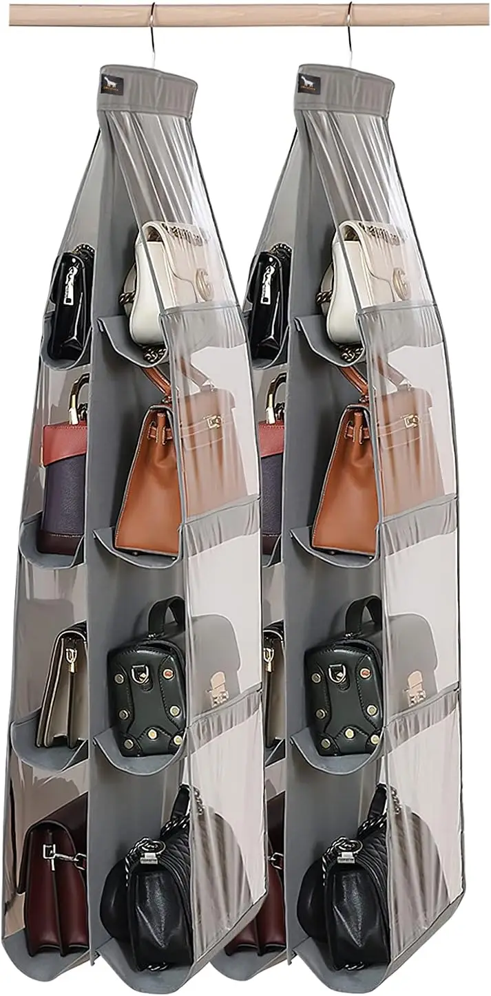 Purse Organizer 2 Pack with Heavy Duty Hooks for Closet, Clear Handbag Storage, 48.4 Inch, Grey
Purse Organizer 2 Pack with Heavy Duty Hooks for Closet, Clear Handbag Storage, 48.4 Inch, Grey