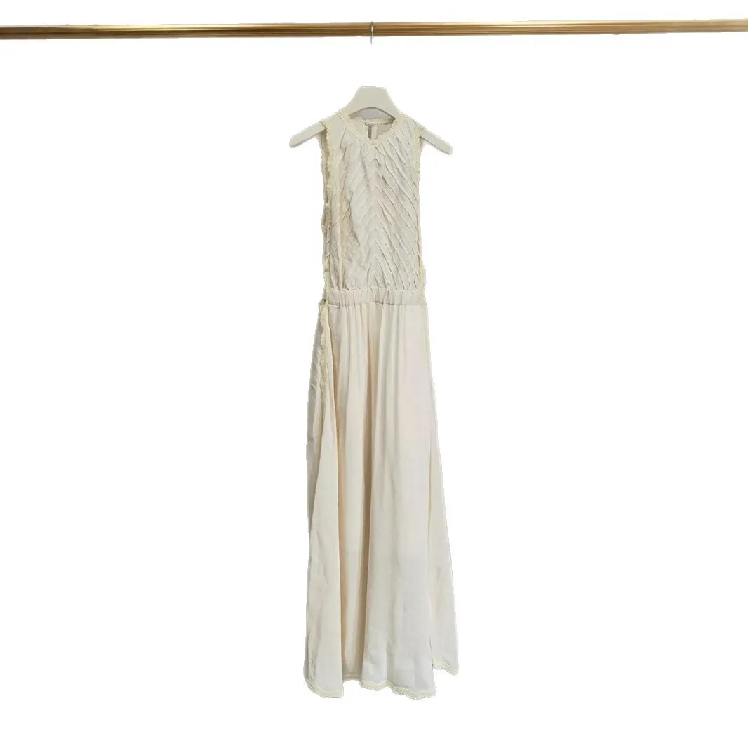 Light Yellow Sleeveless Long Dress with Romantic Lace Beautiful Shoulders and Backless Pleated Elegant 25 Spring and Summer New
Light Yellow Sleeveless Long Dress with Romantic Lace Beautiful Shoulders and Backless Pleated Elegant 25 Spring and Summer New