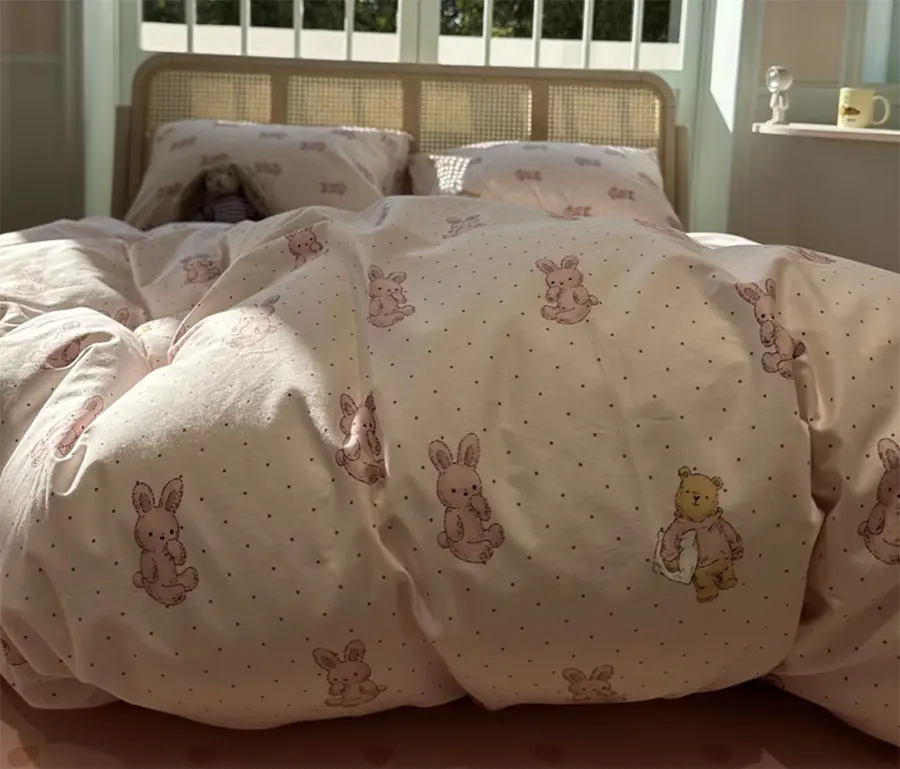 Sweet cute cartoon rabbit bear polka dot bedding set,twin full queen lovely cotton home textile bed sheet pillowcase quilt cover
Sweet cute cartoon rabbit bear polka dot bedding set,twin full queen lovely cotton home textile bed sheet pillowcase quilt cover