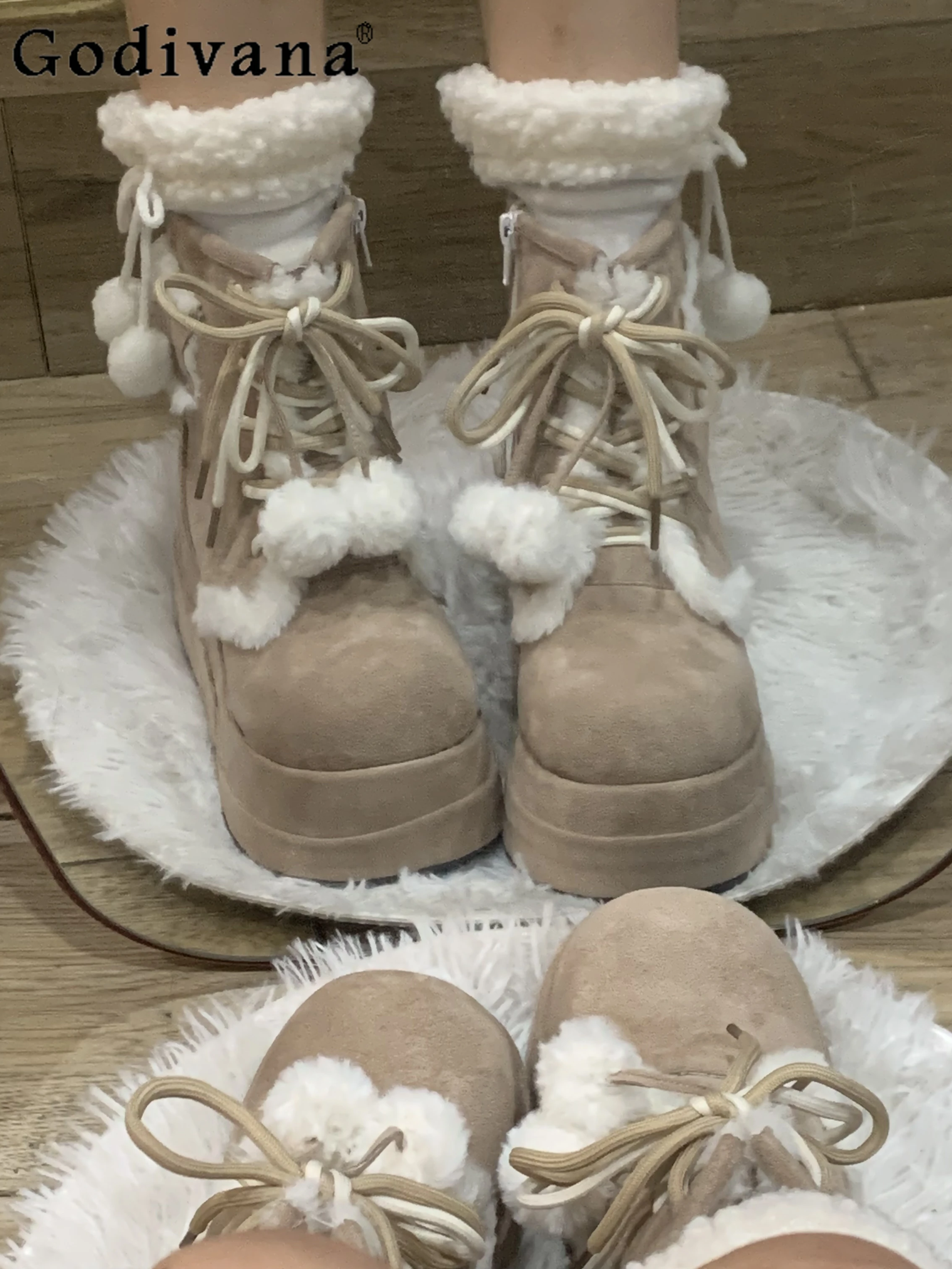 Japanese Style Original Lolita Thickened Warm Short Boots Sweet Cute Girl Fleece-Lined Round Toe Thick Sole Snow Boots
Japanese Style Original Lolita Thickened Warm Short Boots Sweet Cute Girl Fleece-Lined Round Toe Thick Sole Snow Boots