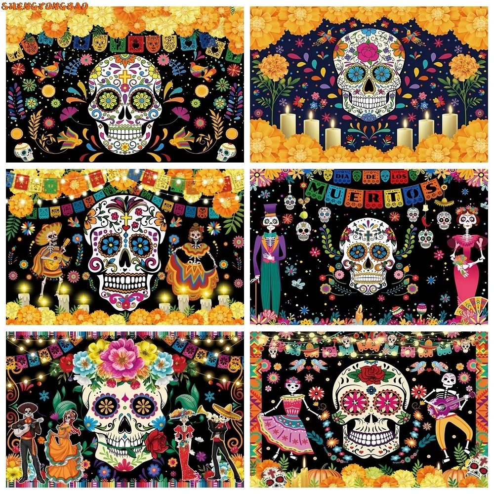 Mexico Day Of The Dead Backdrop Mexican Cinco Fiesta Sugar Skull Marigold Dress-up Party Photography Background Photo Studio
Mexico Day Of The Dead Backdrop Mexican Cinco Fiesta Sugar Skull Marigold Dress-up Party Photography Background Photo Studio
