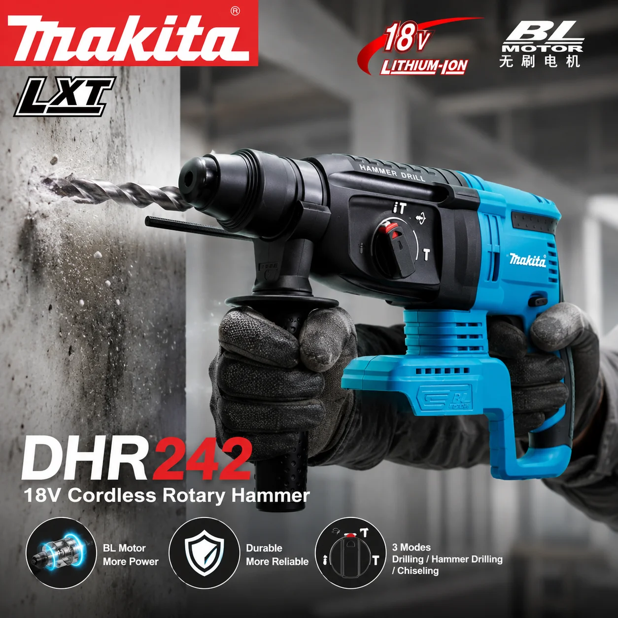 Makita Battery 18V Durable Replacement For DHR242 Three-mode SDS Plus Rotary Hammer Professional Concrete Drill
Makita Battery 18V Durable Replacement For DHR242 Three-mode SDS Plus Rotary Hammer Professional Concrete Drill