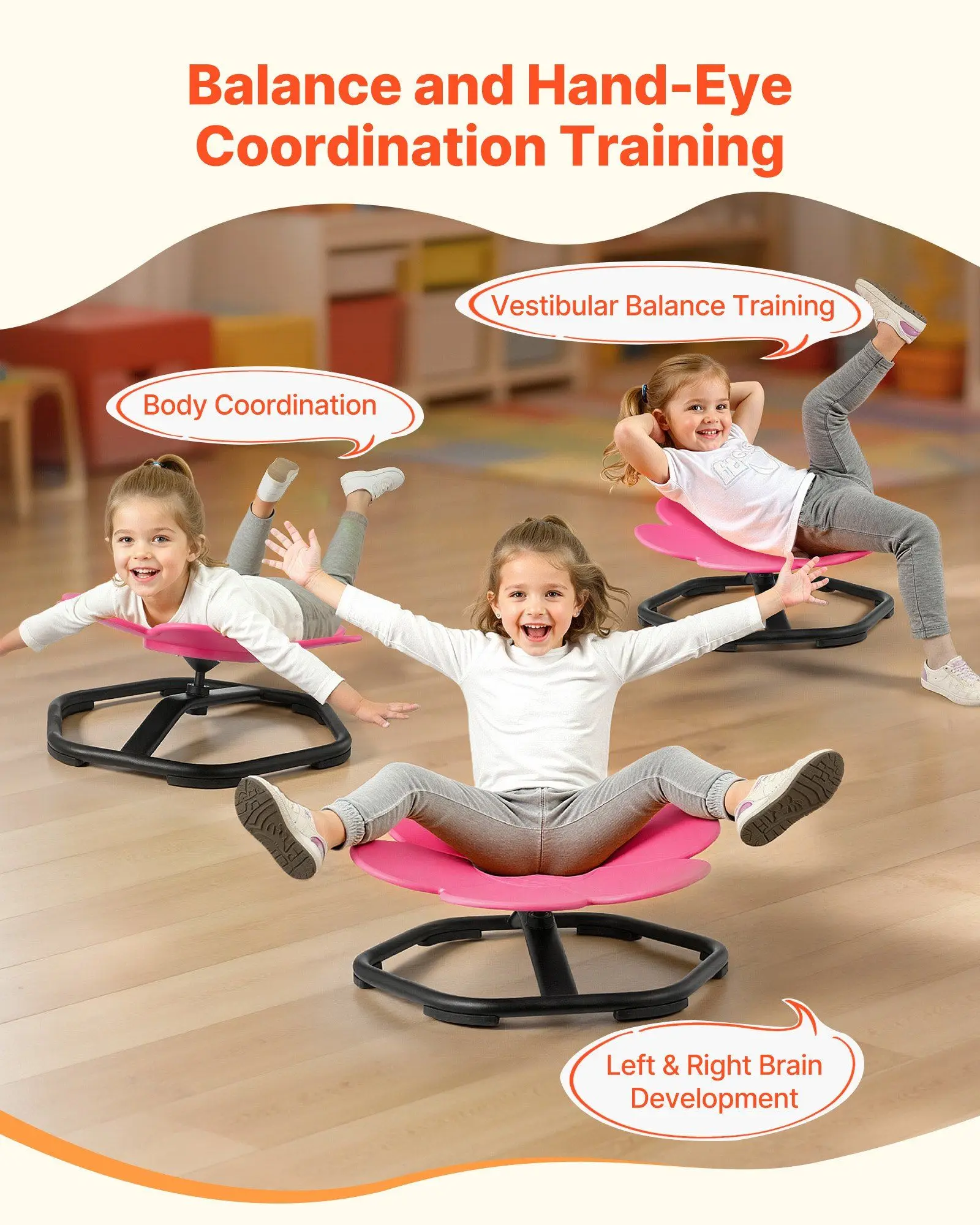 Kids Swivel Chair, 220 lbs Capacity, Flower Shape Sensory Spinning Chair, Autistic Kids Sensory Toy Seat with Non-Slip Metal Base, Toddler Sit & Spin Seat for Coordination Balance Focus, Rose
Kids Swivel Chair, 220 lbs Capacity, Flower Shape Sensory Spinning Chair, Autistic Kids Sensory Toy Seat with Non-Slip Metal Base, Toddler Sit & Spin Seat for Coordination Balance Focus, Rose