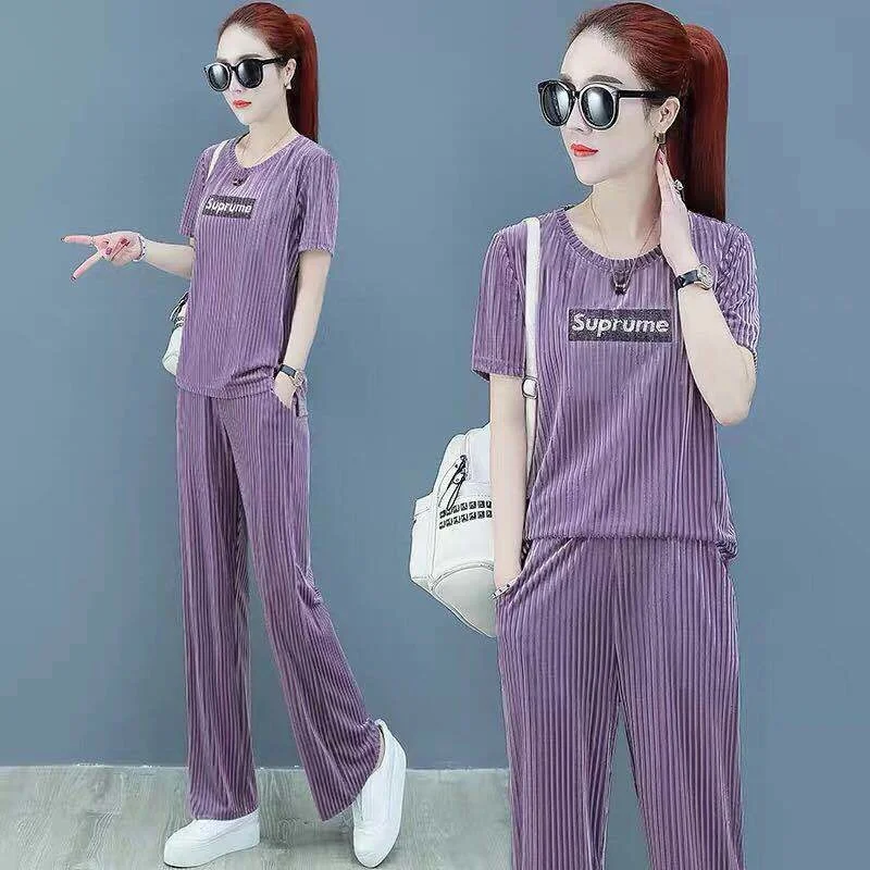 Women's Casual Suit 2024 Spring Autumn New Fashion Outfits Golden Crop Top Wide Leg Pants Two Piece Set Summer Clothes For Women
Women's Casual Suit 2024 Spring Autumn New Fashion Outfits Golden Crop Top Wide Leg Pants Two Piece Set Summer Clothes For Women