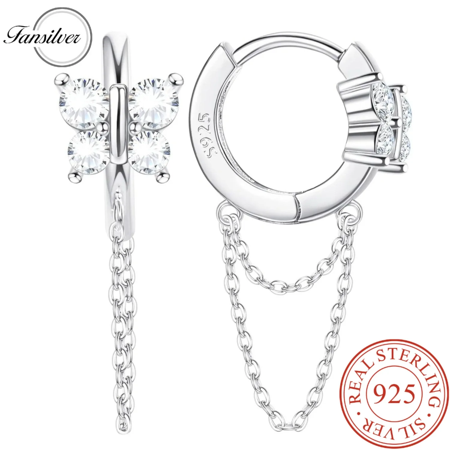 Fansilver серьги-кольца из стерлингового серебра 925 пробы, цепочка с кисточками, висячие серьги-бабочки, сердце любви, крошечные серьги-кольца для женщин 
Fansilver серьги-кольца из стерлингового серебра 925 пробы, цепочка с кисточками, висячие серьги-бабочки, сердце любви, крошечные серьги-кольца для женщин