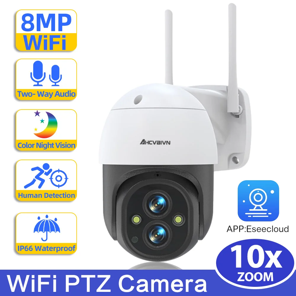 8MP 4K 10x Hybrid Zoom 2.8+12mm Dual Lens PTZ IP Camera WiFi Auto Tracking 4MP 2 Way audio Security Video Surveillance Camera
8MP 4K 10x Hybrid Zoom 2.8+12mm Dual Lens PTZ IP Camera WiFi Auto Tracking 4MP 2 Way audio Security Video Surveillance Camera