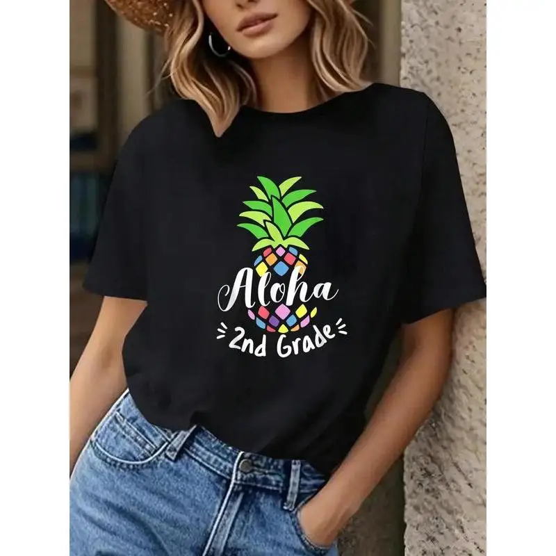 Women's Aloha 2nd Grade T-shirt Funny Back to School Slogan Tee Colorful Pineapple Graphic Top
Women's Aloha 2nd Grade T-shirt Funny Back to School Slogan Tee Colorful Pineapple Graphic Top