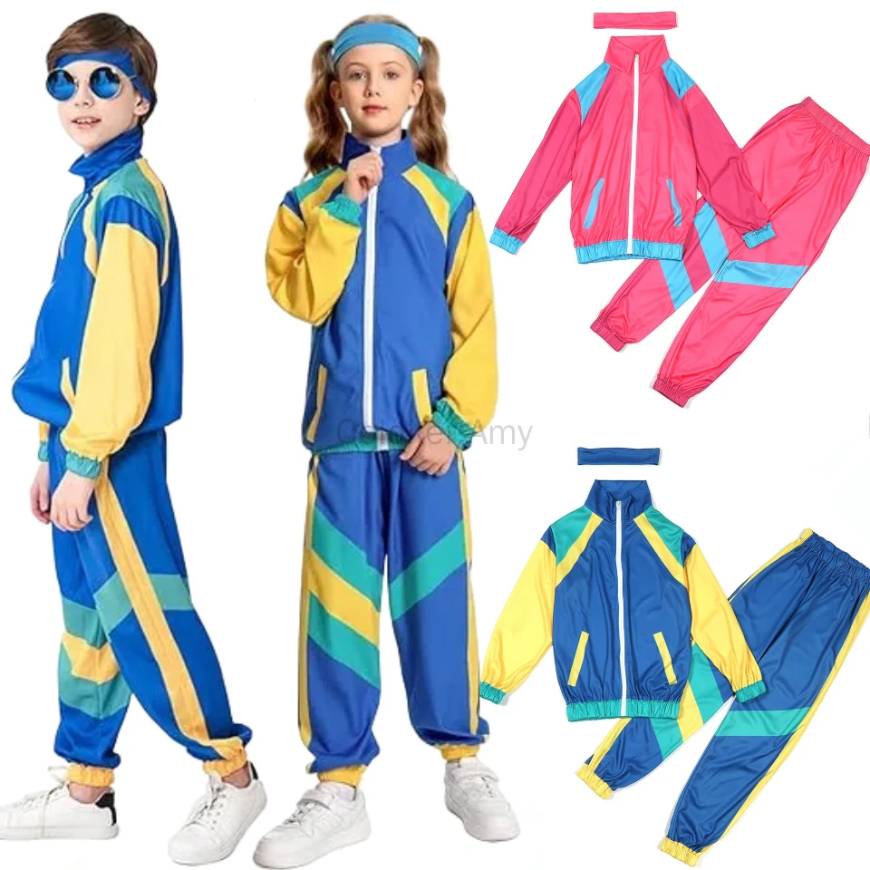 Halloween Boys Girls Retro Hip Hop 80s Tracksuit Costume Colorblock Dance Sportswear Top Pants Sets Outfit Windbreaker Sets
Halloween Boys Girls Retro Hip Hop 80s Tracksuit Costume Colorblock Dance Sportswear Top Pants Sets Outfit Windbreaker Sets
