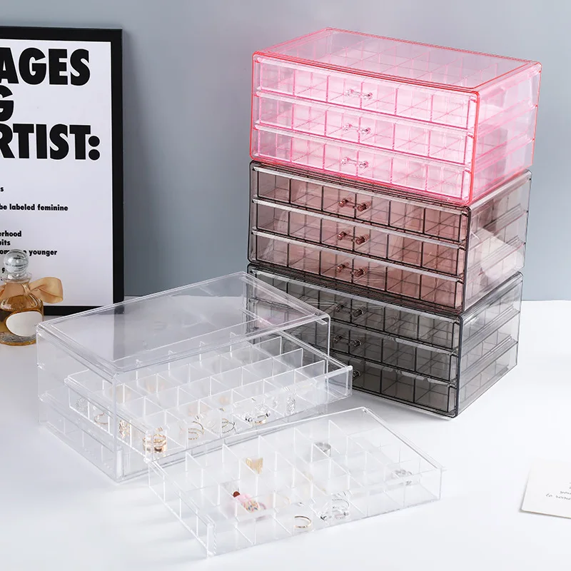 Transparent Multilayer Jewelry Box Large Capacity 72 Grids Drawer Style Ring Earrings Necklace Dustproof Storage Boxes Organizer 
Transparent Multilayer Jewelry Box Large Capacity 72 Grids Drawer Style Ring Earrings Necklace Dustproof Storage Boxes Organizer