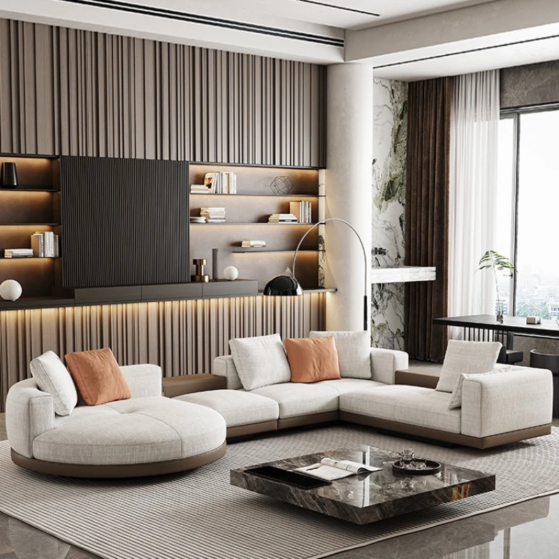 Sofa designer villa large flat high-end U-shaped cotton and linen connery fabric sofa 
Sofa designer villa large flat high-end U-shaped cotton and linen connery fabric sofa