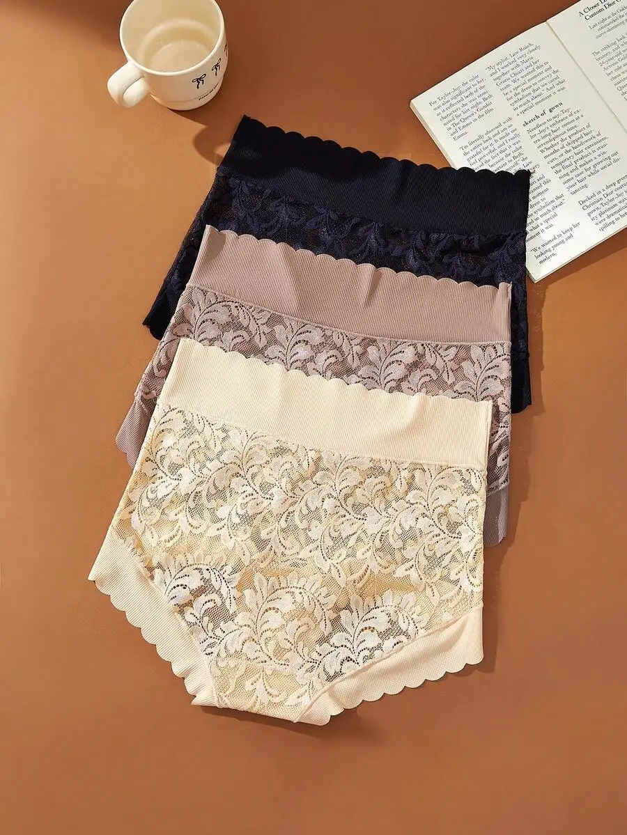 3 Pcs Women High Waist Lace Patchwork Seamless Breathable Panties
3 Pcs Women High Waist Lace Patchwork Seamless Breathable Panties