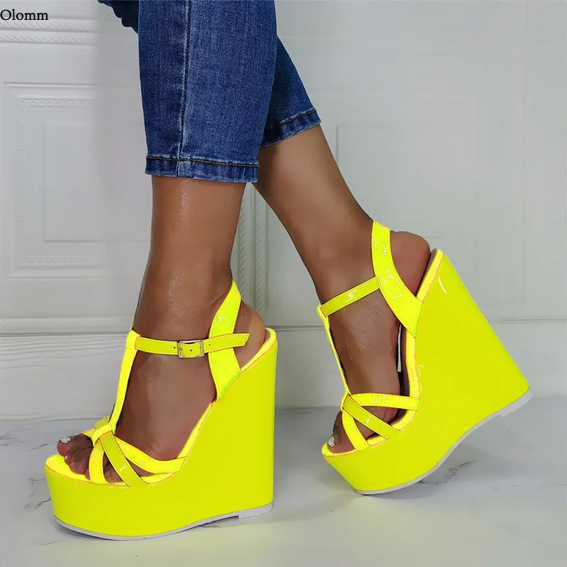 Olomm New Women Platform T-Strap Sandals Glossy Sexy Wedges Heel Open Toe Gorgeous 8 Color Party Shoes Women US Plus Size 5-20
Olomm New Women Platform T-Strap Sandals Glossy Sexy Wedges Heel Open Toe Gorgeous 8 Color Party Shoes Women US Plus Size 5-20