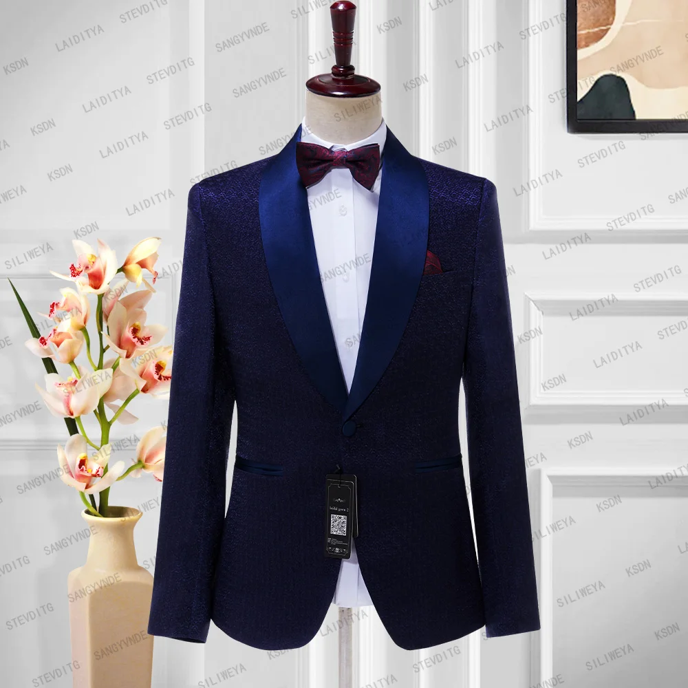 2023 Fashion Men Navy Blue Jacquard Floral Suit Satin Shawl Lapel Casual Custom Made Tuxedo Business Formal Jacket Blazer Coat
2023 Fashion Men Navy Blue Jacquard Floral Suit Satin Shawl Lapel Casual Custom Made Tuxedo Business Formal Jacket Blazer Coat