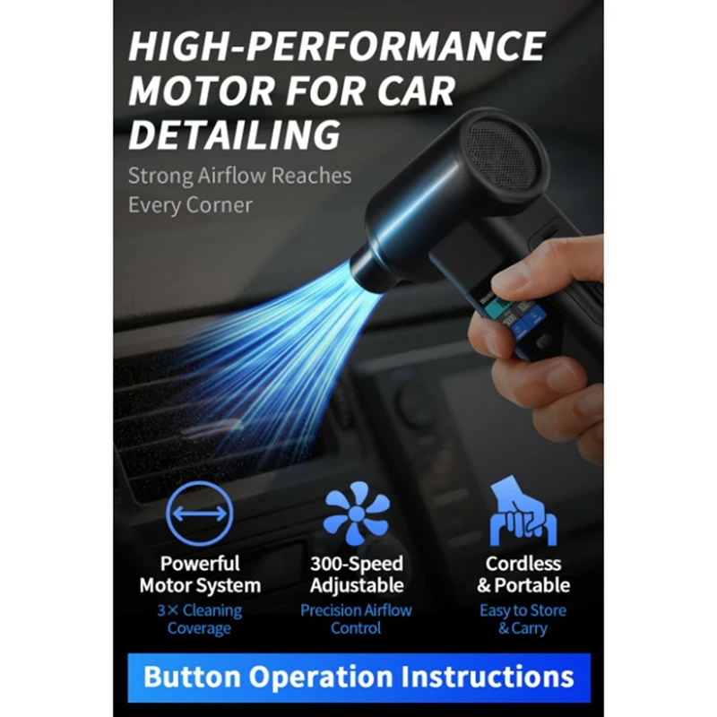 Electric Air Blower 10000mAh Turbo Fan Jet Fan with 5 Nozzles for Efficient Dust Cleaning
Electric Air Blower 10000mAh Turbo Fan Jet Fan with 5 Nozzles for Efficient Dust Cleaning