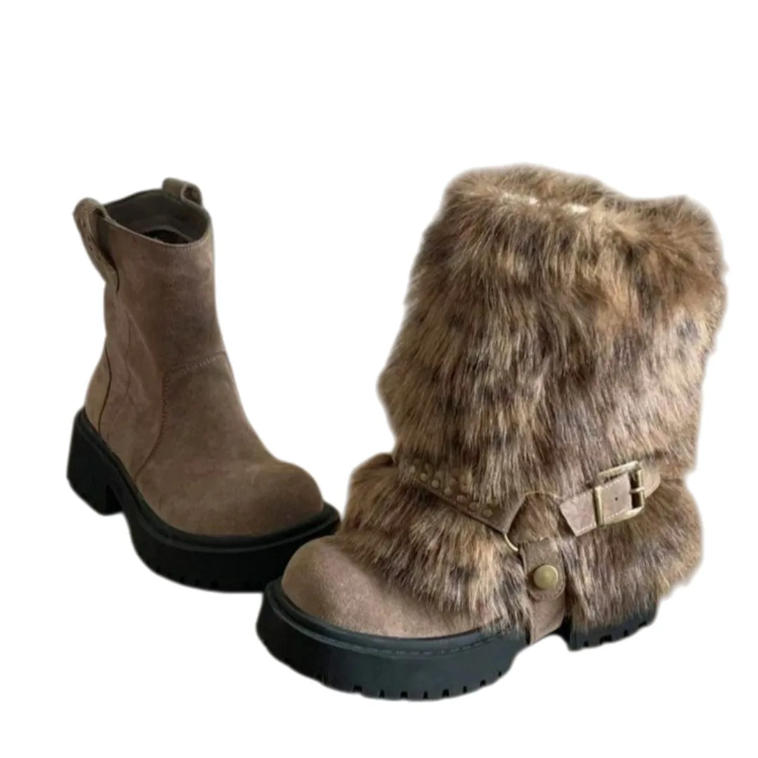 Women Fur Snow Boots 2025 Autumn New Women's Fleece Lined Ankle Boots Warm Versatile Comfortable Non Tiring Fashion Short Boots
Women Fur Snow Boots 2025 Autumn New Women's Fleece Lined Ankle Boots Warm Versatile Comfortable Non Tiring Fashion Short Boots