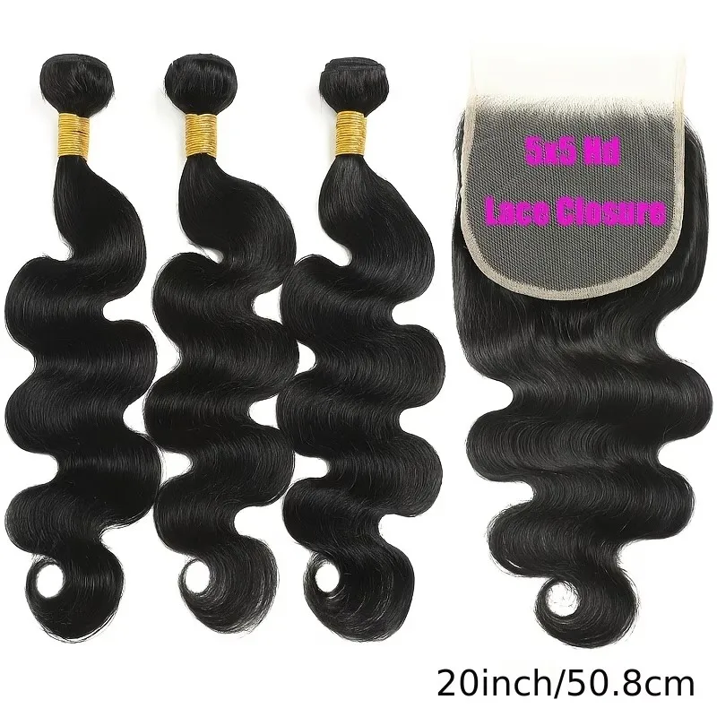 Human Hair Bundles with Closure Brazilian Body Wave Bundles Natural Color 4X4 Unprocessed 3/4 Bundle Deals with 5x5 Closure
Human Hair Bundles with Closure Brazilian Body Wave Bundles Natural Color 4X4 Unprocessed 3/4 Bundle Deals with 5x5 Closure