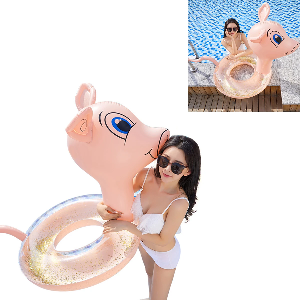 1pc Adult Adorable Pig Pattern Swimming Ring Thickened Sequins Inflatable Water Playing Ring for Summer
1pc Adult Adorable Pig Pattern Swimming Ring Thickened Sequins Inflatable Water Playing Ring for Summer