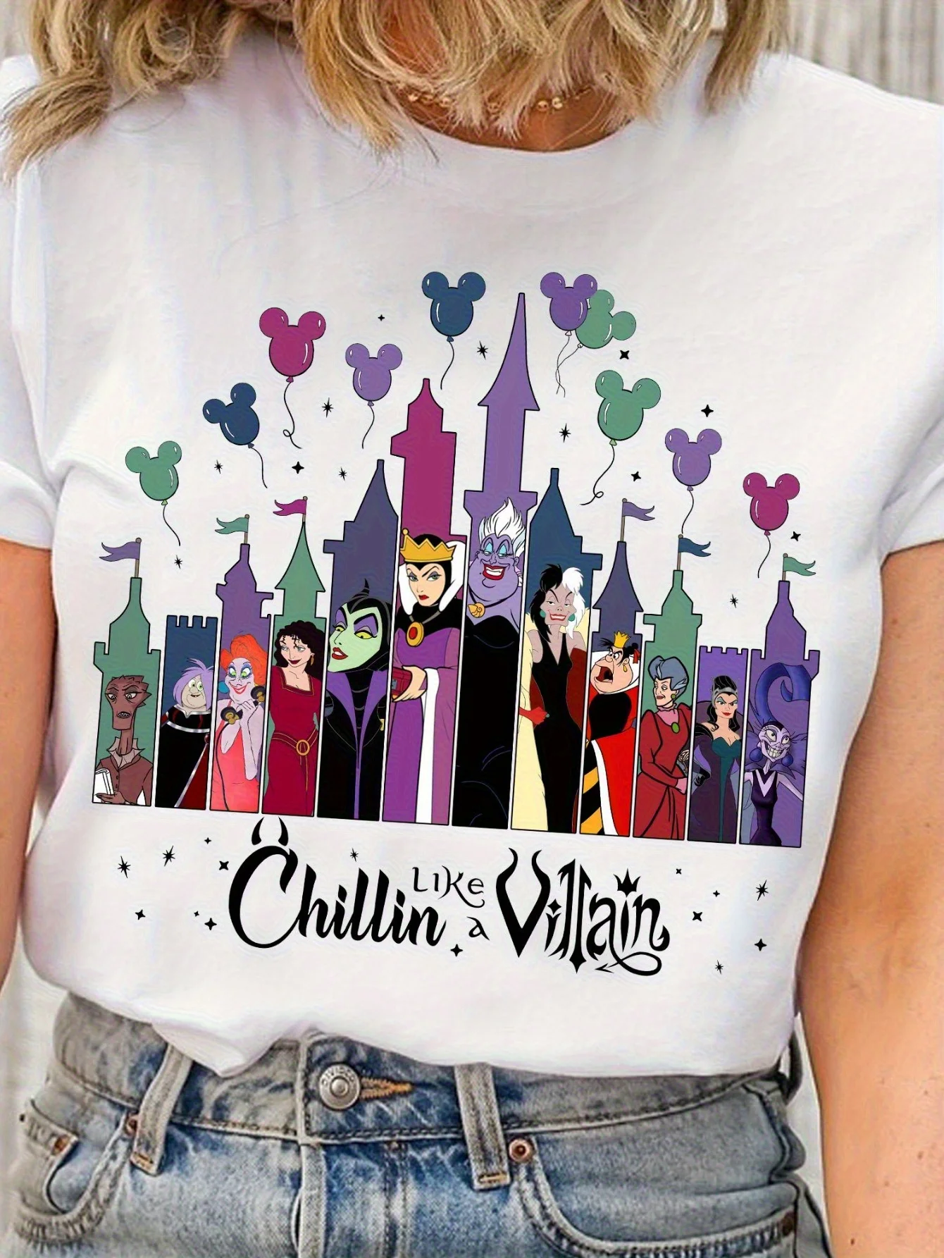 Женская летняя футболка больших размеров 2025 года, хлопковая удобная и дышащая модная женская одежда с принтом персонажей Disney Villain
Женская летняя футболка больших размеров 2025 года, хлопковая удобная и дышащая модная женская одежда с принтом персонажей Disney Villain