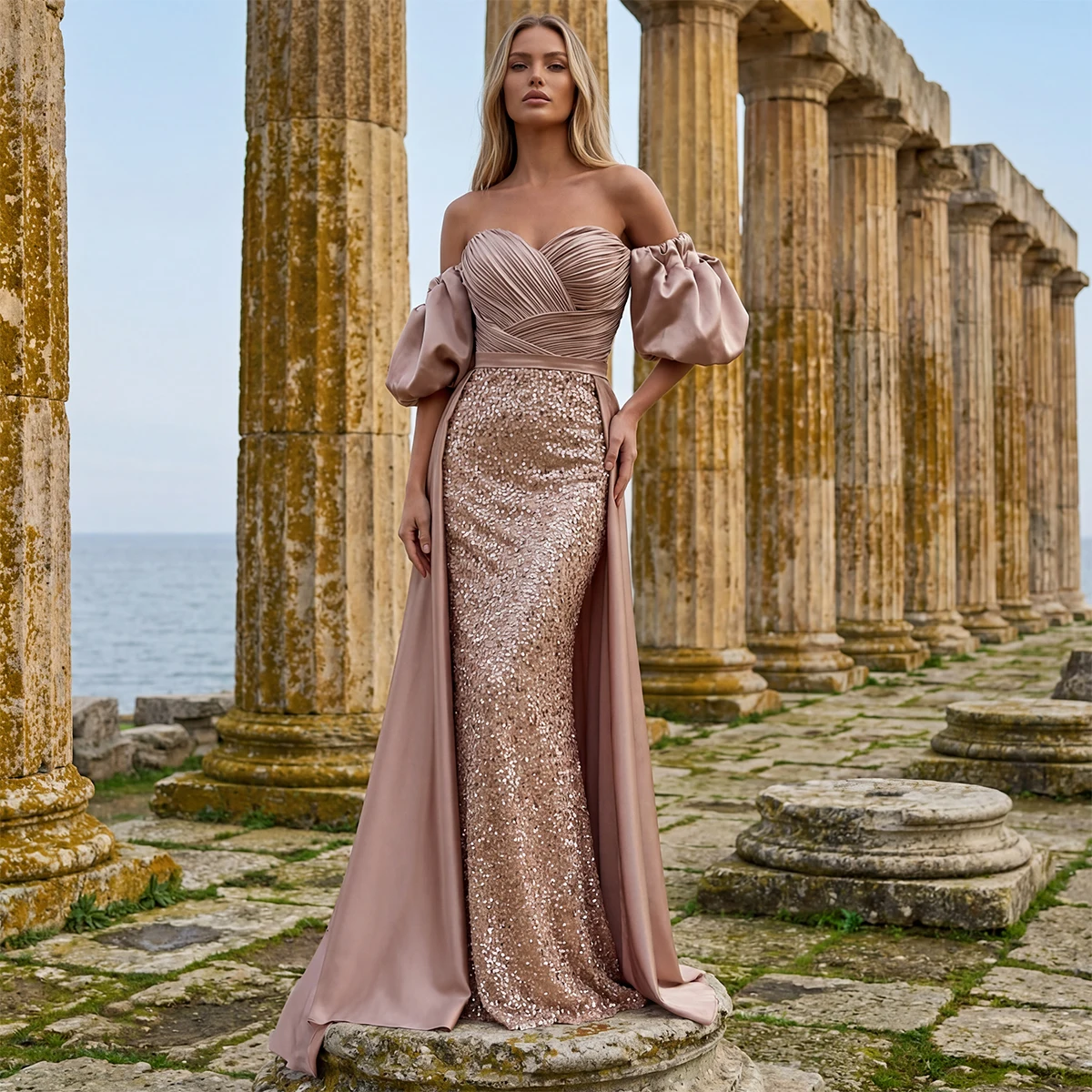 Luxury Sequin Sweetheart Prom Dresses Detachable Train Sparkly Puffy Sleeve Evening Gown For Women Long Corset Pageant Dress
Luxury Sequin Sweetheart Prom Dresses Detachable Train Sparkly Puffy Sleeve Evening Gown For Women Long Corset Pageant Dress