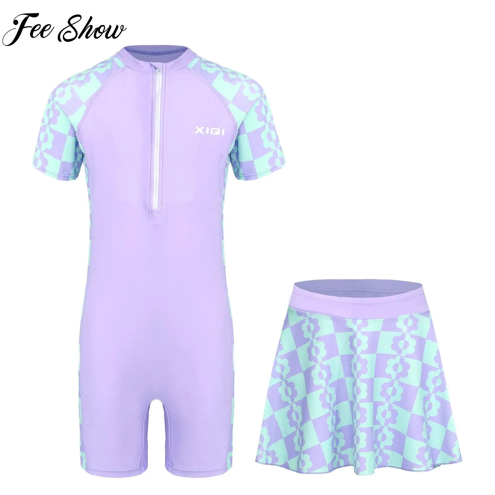 Girl One Piece Short Sleeve Zipper Shorty Wetsuits Swimsuit with Swim Skirt Sun Protection Rash Guard Swimwear Surfing Beachwear
Girl One Piece Short Sleeve Zipper Shorty Wetsuits Swimsuit with Swim Skirt Sun Protection Rash Guard Swimwear Surfing Beachwear